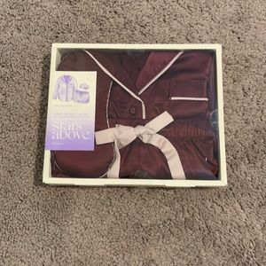 BNWOT Maroon Satin Pajama Set - L
